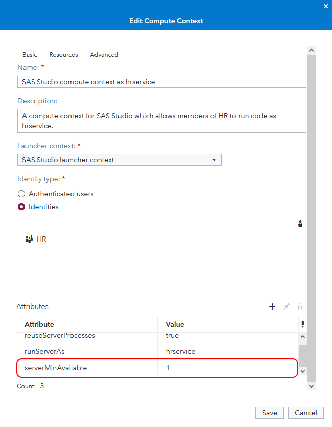 SAS Studio new compute context pre-start available servers