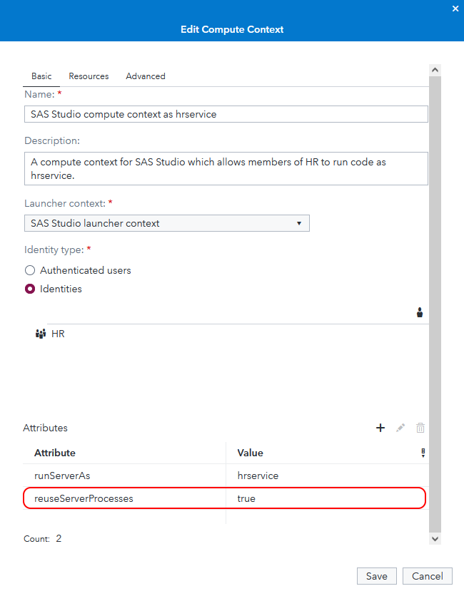 SAS Studio new compute context is also reusable